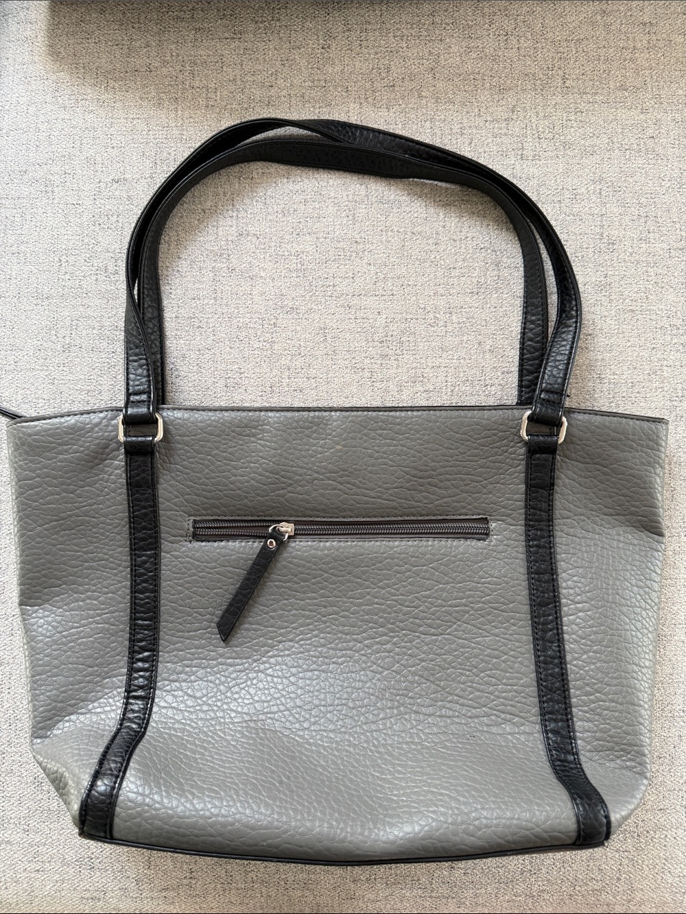 Classic Gray Tote Bag with Black Trim - Nicole Miller
